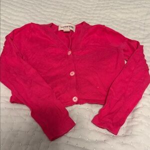 Lands' End Vibrant Pink Cropped Button Cardigan